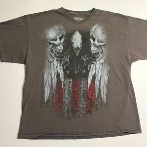 MMA Elite Shirt Mens 2XL Brown Eagle Skull Feather Graphic Tee Fighting Adult